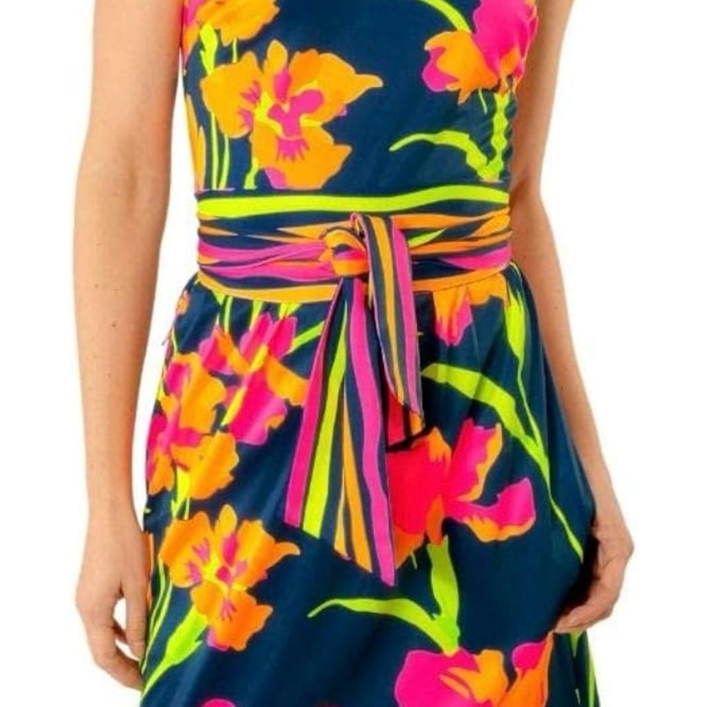 Gretchen Scott Floral Print tank Dress with Belt.  Vibrant floral. Worn once. Sm